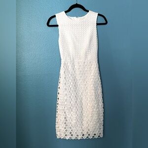 Ann Taylor White Eyelet Lace Sleeveless Dress